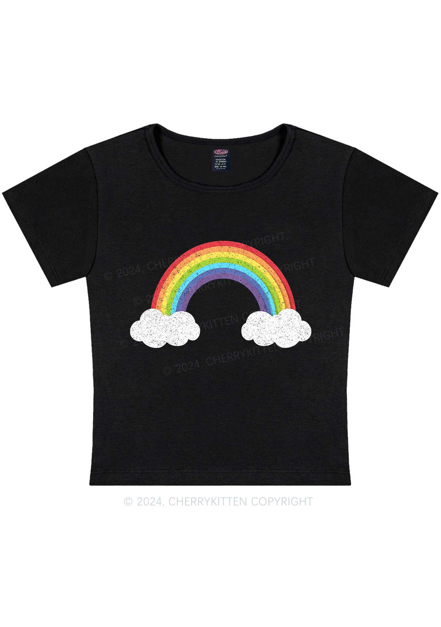 Rainbow Cloud Y2K Baby Tee Cherrykitten