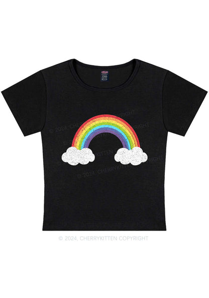 Curvy Rainbow Cloud Y2K Baby Tee Cherrykitten