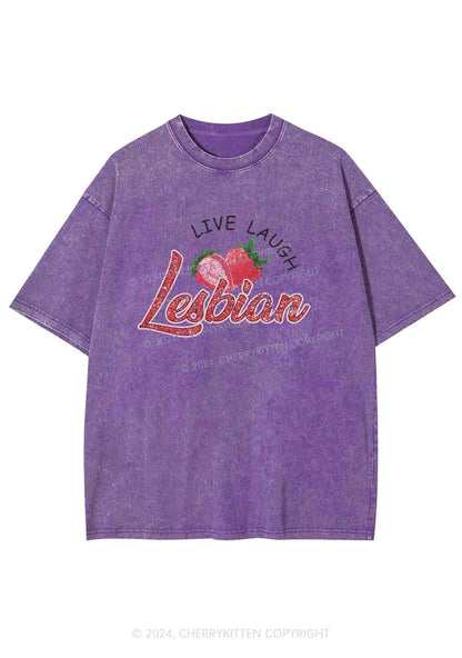 Live Laugh Lesbian Y2K Washed Tee Cherrykitten