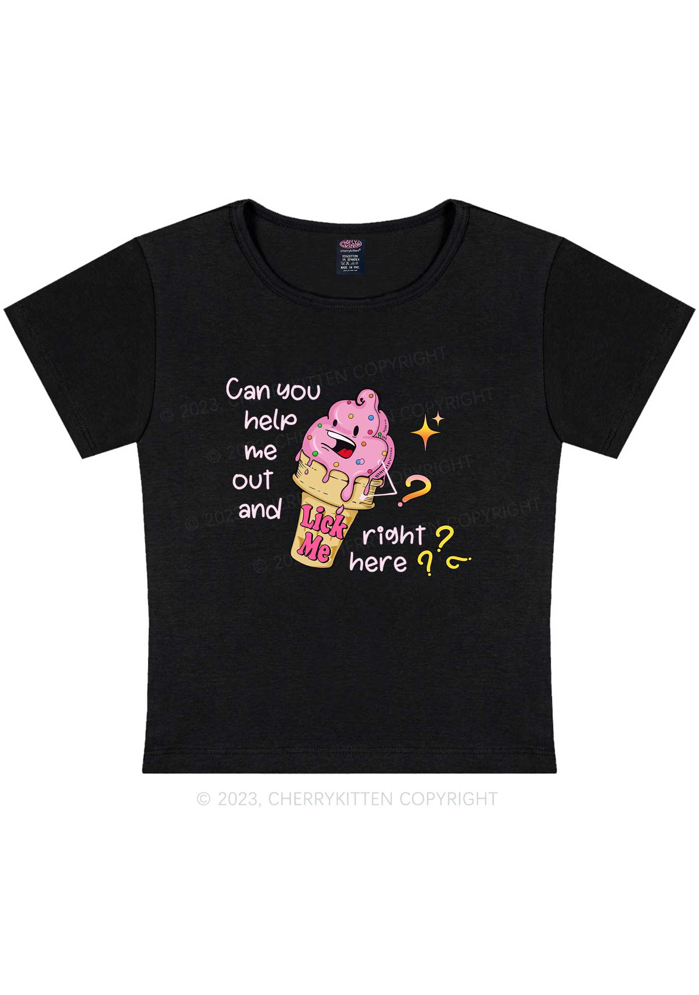 Curvy Lick Me Right Here Y2K Baby Tee Cherrykitten