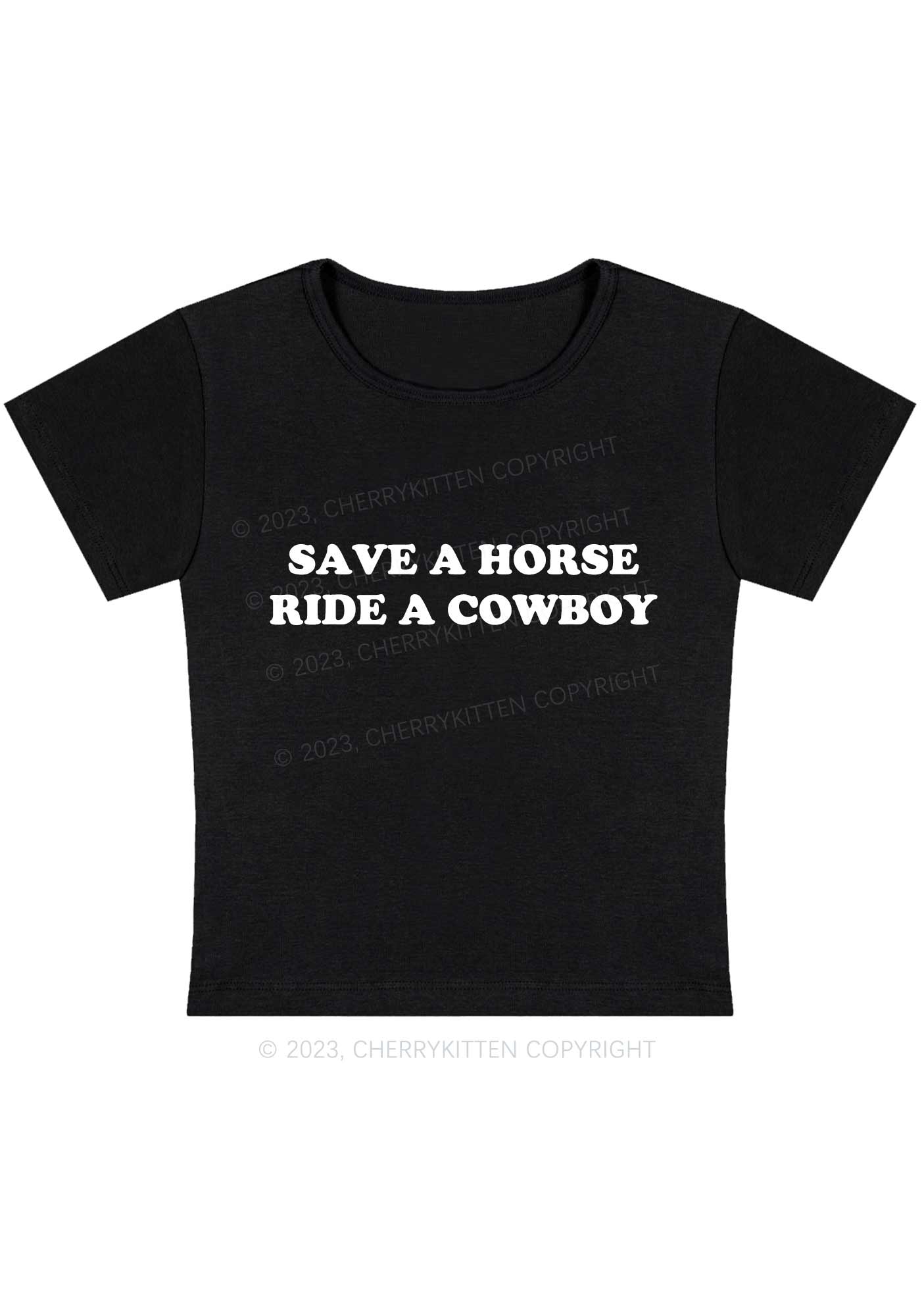 Curvy Save A Horse Y2K Baby Tee Cherrykitten