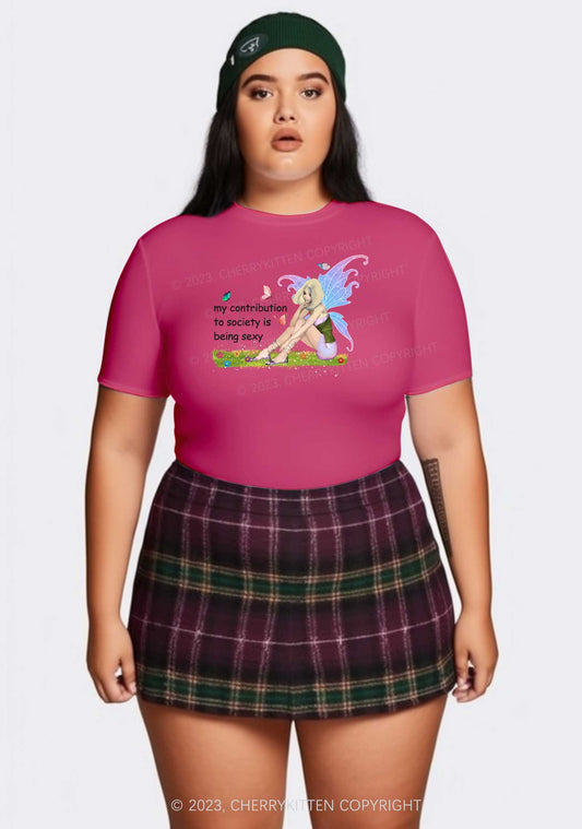 Curvy Society Contribution Y2K Baby Tee Cherrykitten