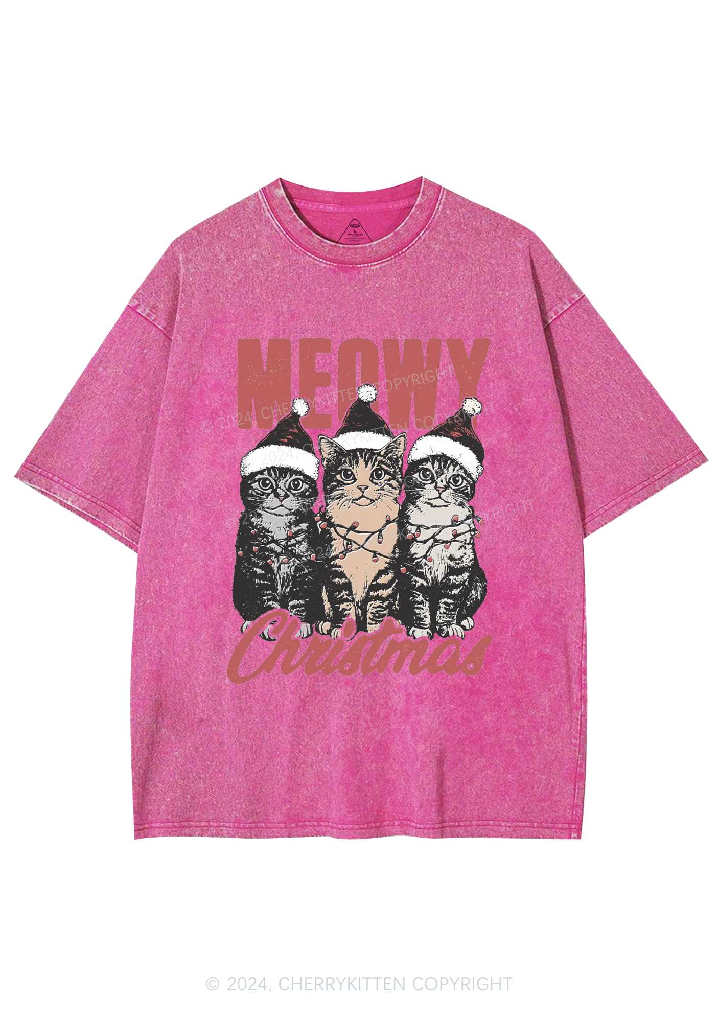 Christmas Meowy Y2K Washed Tee Cherrykitten