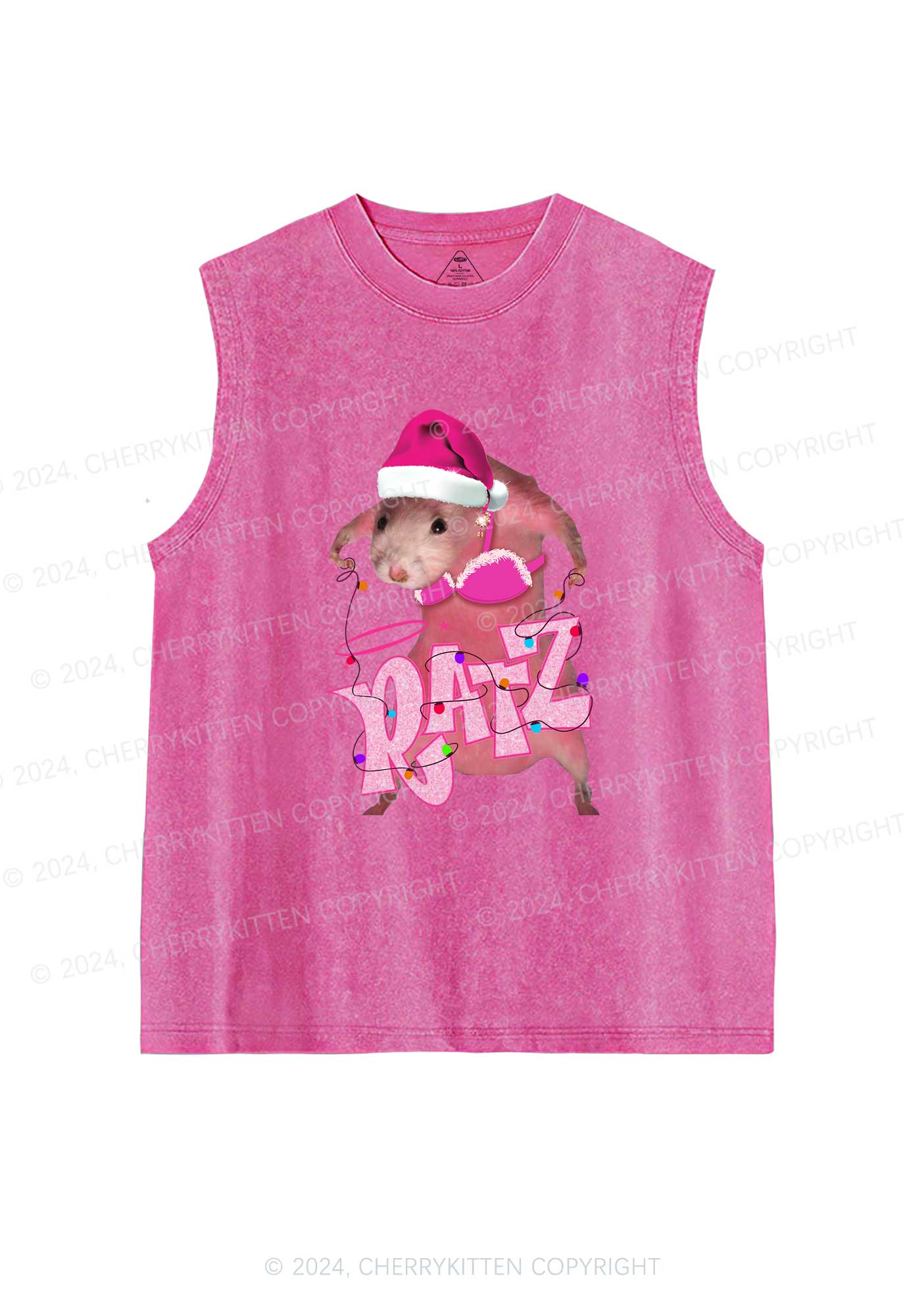 Christmas Ratz Y2K Washed Tank Cherrykitten