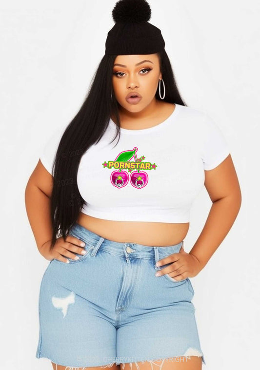 Curvy Pxrnstar Cherry Y2K Baby Tee Cherrykitten