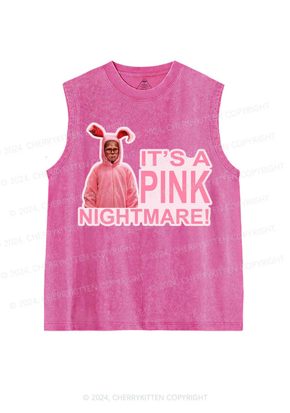 Christmas Pink Nightmare Y2K Washed Tank Cherrykitten