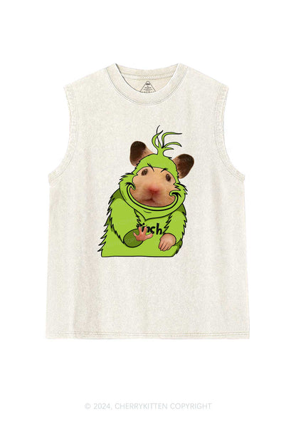 Christmas Green Ratz Y2K Washed Tank Cherrykitten