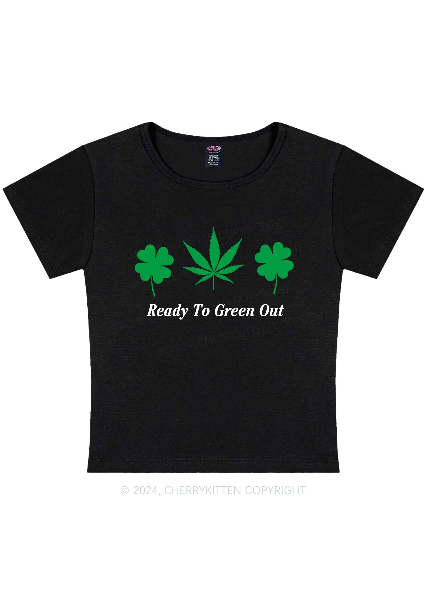 Ready To Green Out St Patricks Y2K Baby Tee Cherrykitten