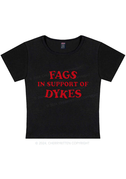 Fags Dykes Y2K Baby Tee Cherrykitten