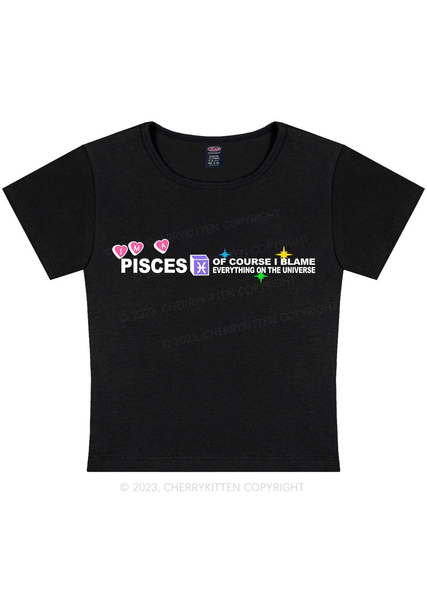 Curvy I'm A Pisces Y2K Baby Tee Cherrykitten