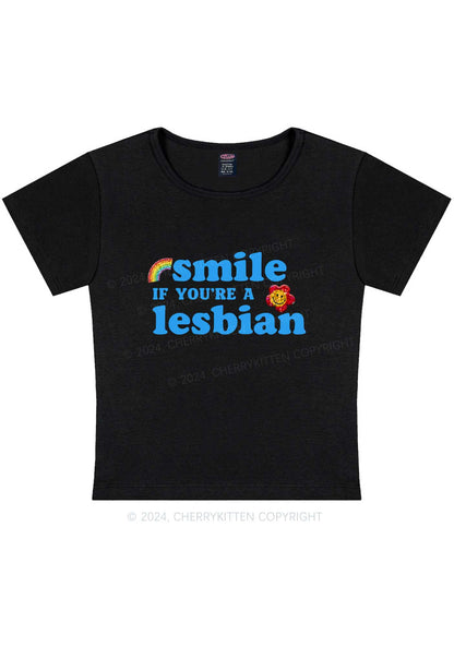 Curvy Lesbian Smile Y2K Baby Tee Cherrykitten