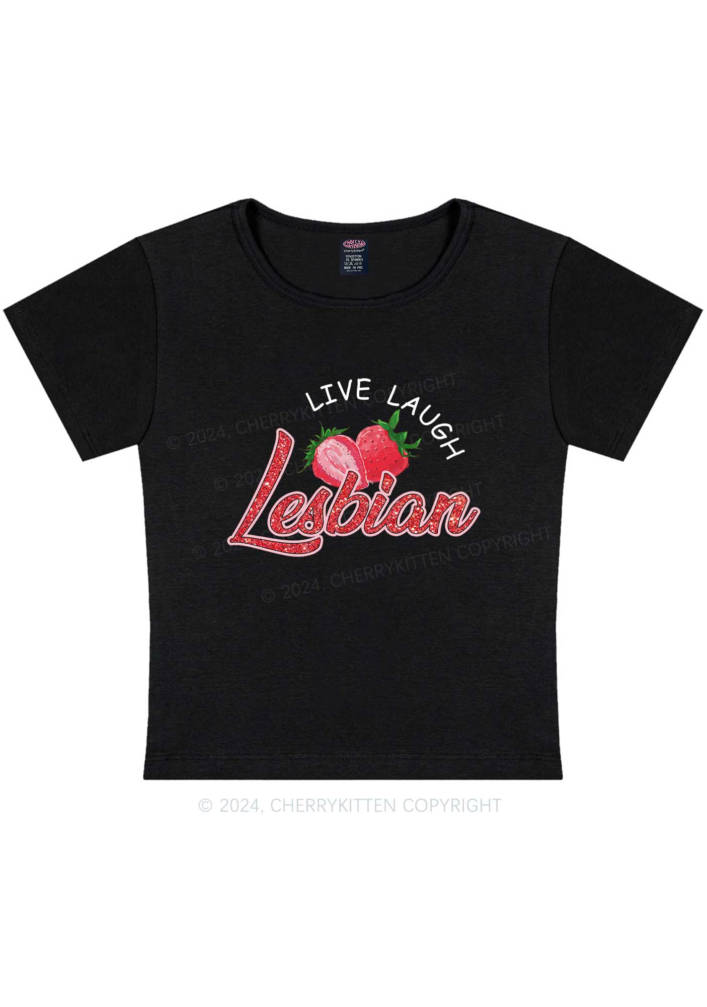 Live Laugh Lesbian Y2K Baby Tee Cherrykitten