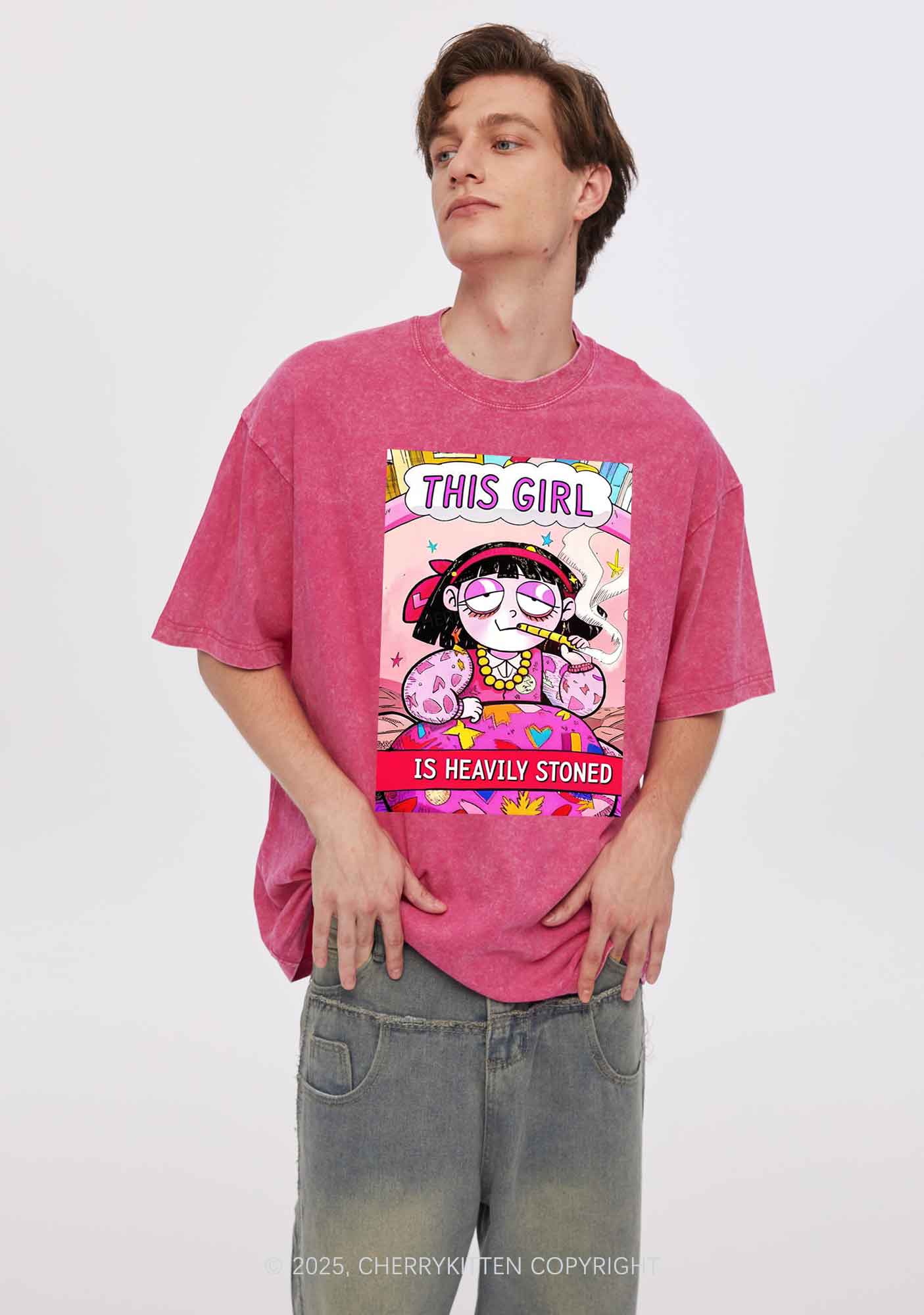 This Girl Is Heavily Stoned Y2K Washed Tee Cherrykitten