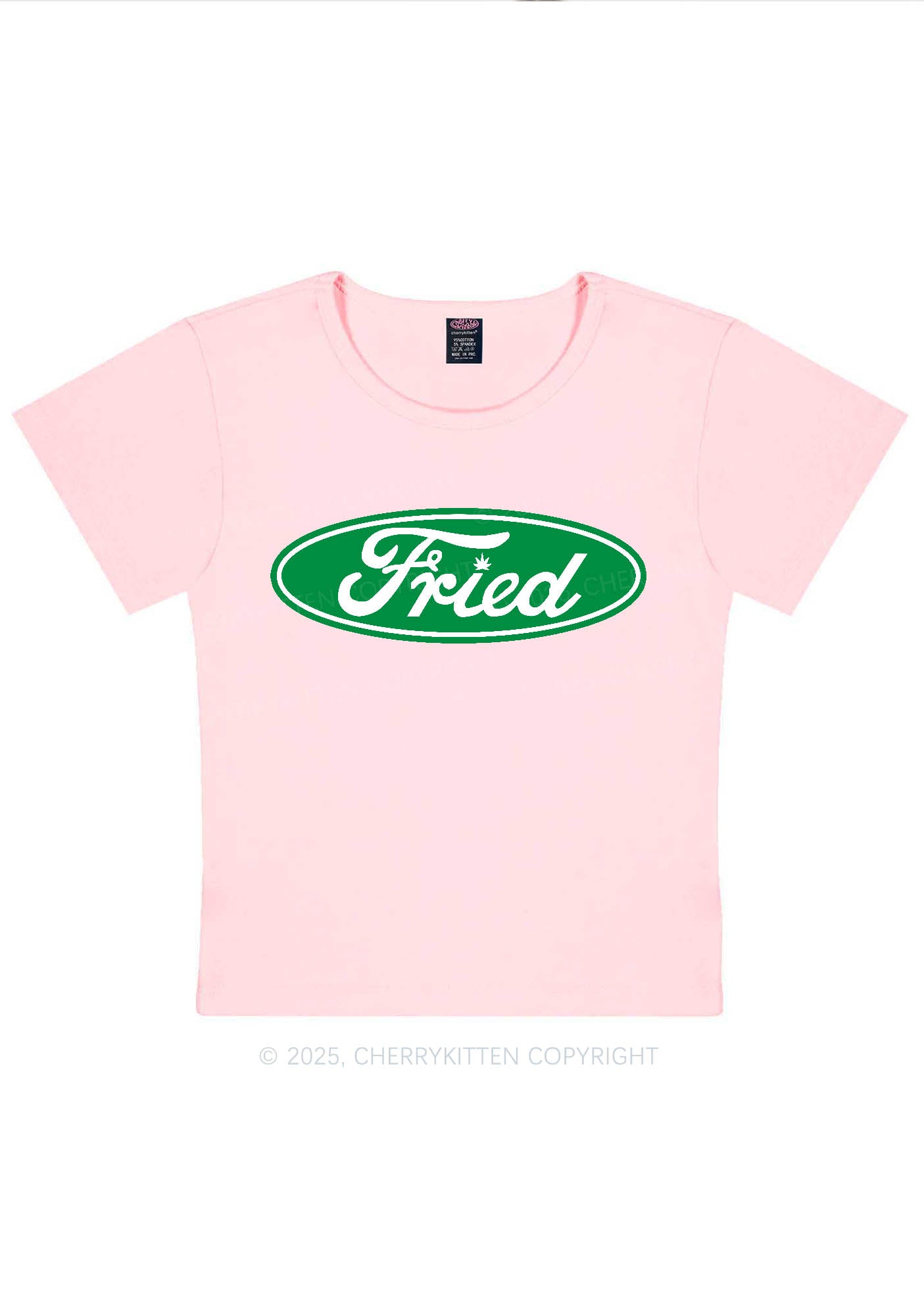 Green Fried Y2K Baby Tee Cherrykitten