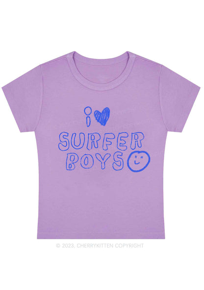 Curvy I Love Surfer Boys Y2K Baby Tee Cherrykitten