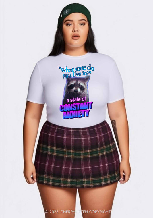 Curvy A State Of Constant Anxiety Y2K Baby Tee Cherrykitten