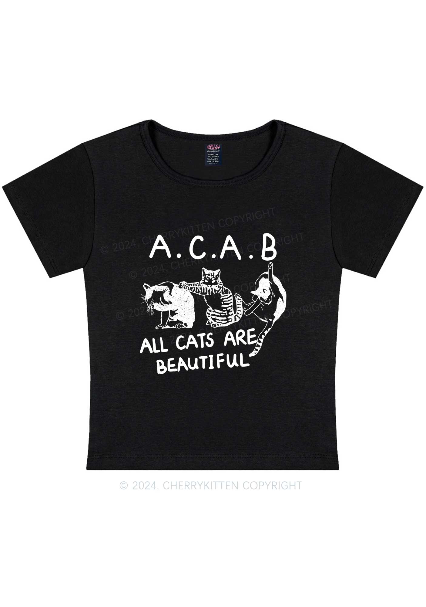 Curvy ACAB Cats Y2K Baby Tee Cherrykitten