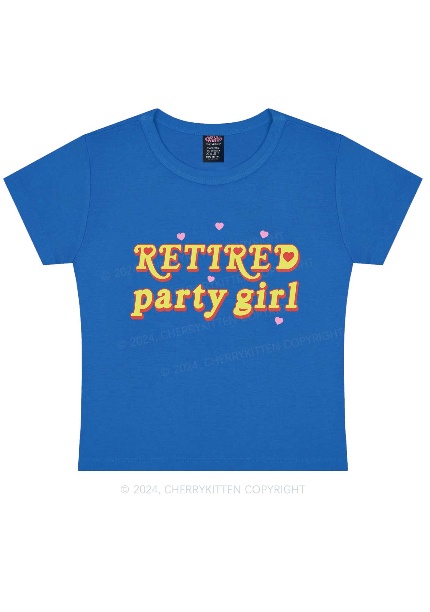 Retired Party Girl Y2K Baby Tee Cherrykitten