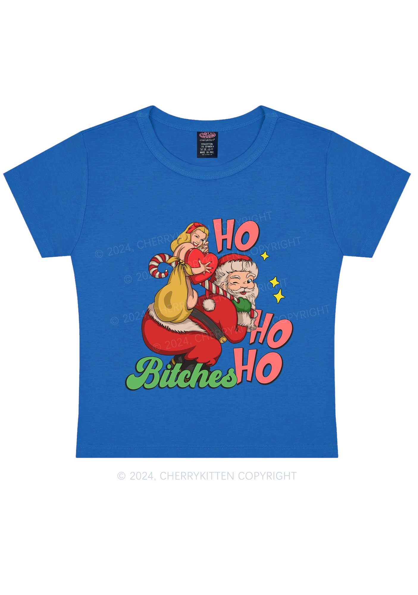 Christmas Ho Ho Ho Bxxches Y2K Baby Tee Cherrykitten