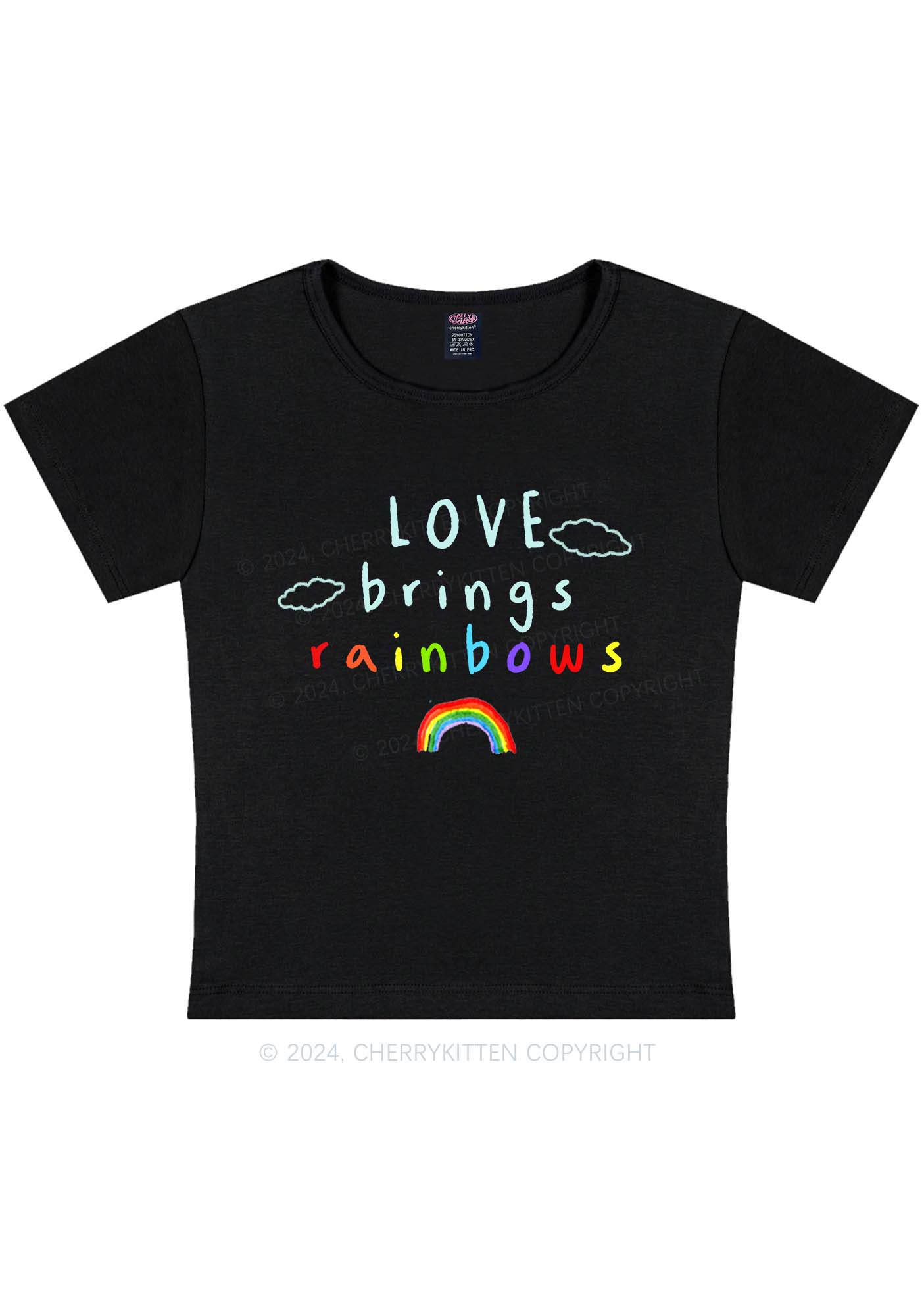 Curvy Love Brings Rainbows Y2K Baby Tee Cherrykitten