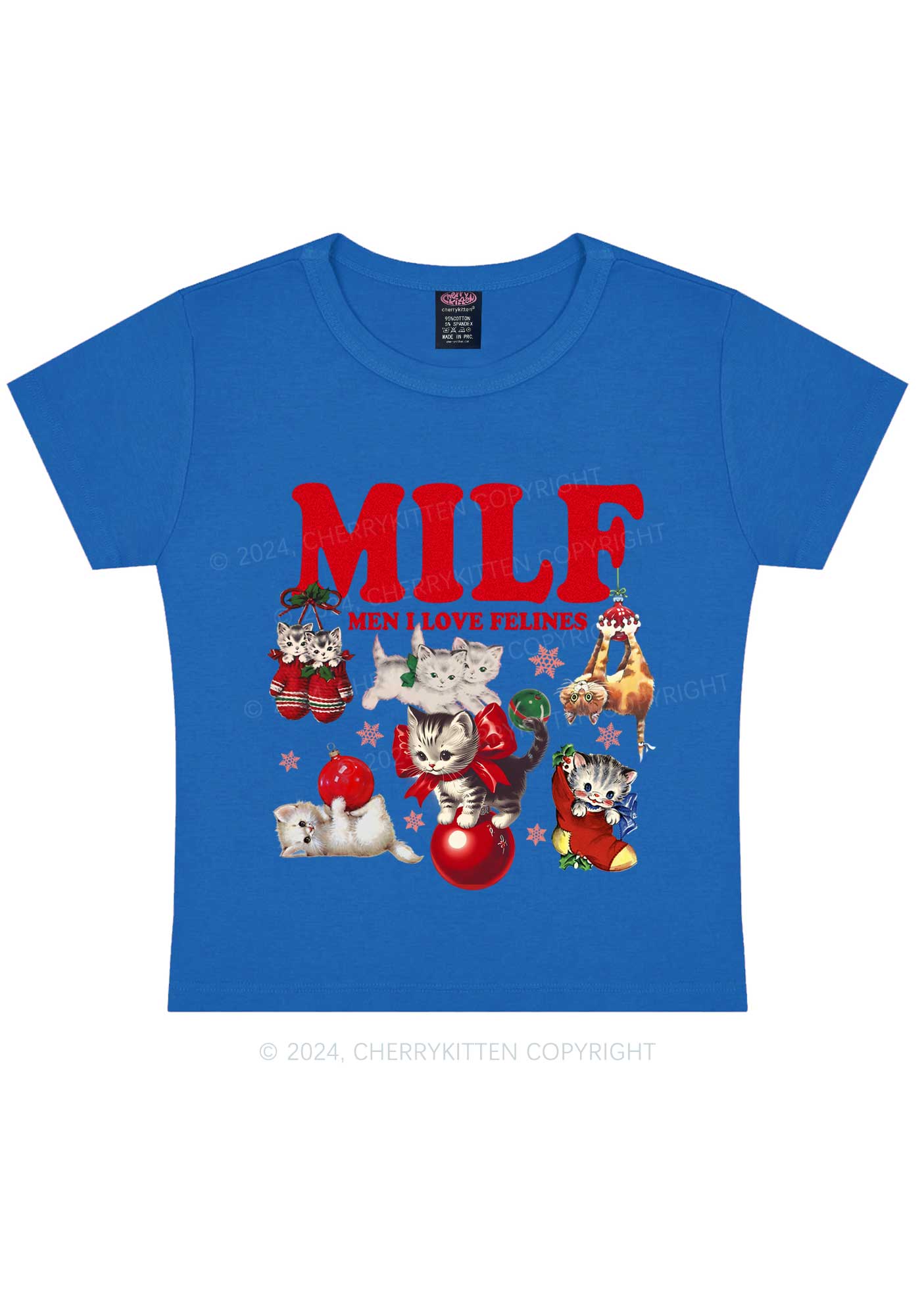 Christmas Cat Mxxf Y2K Baby Tee Cherrykitten