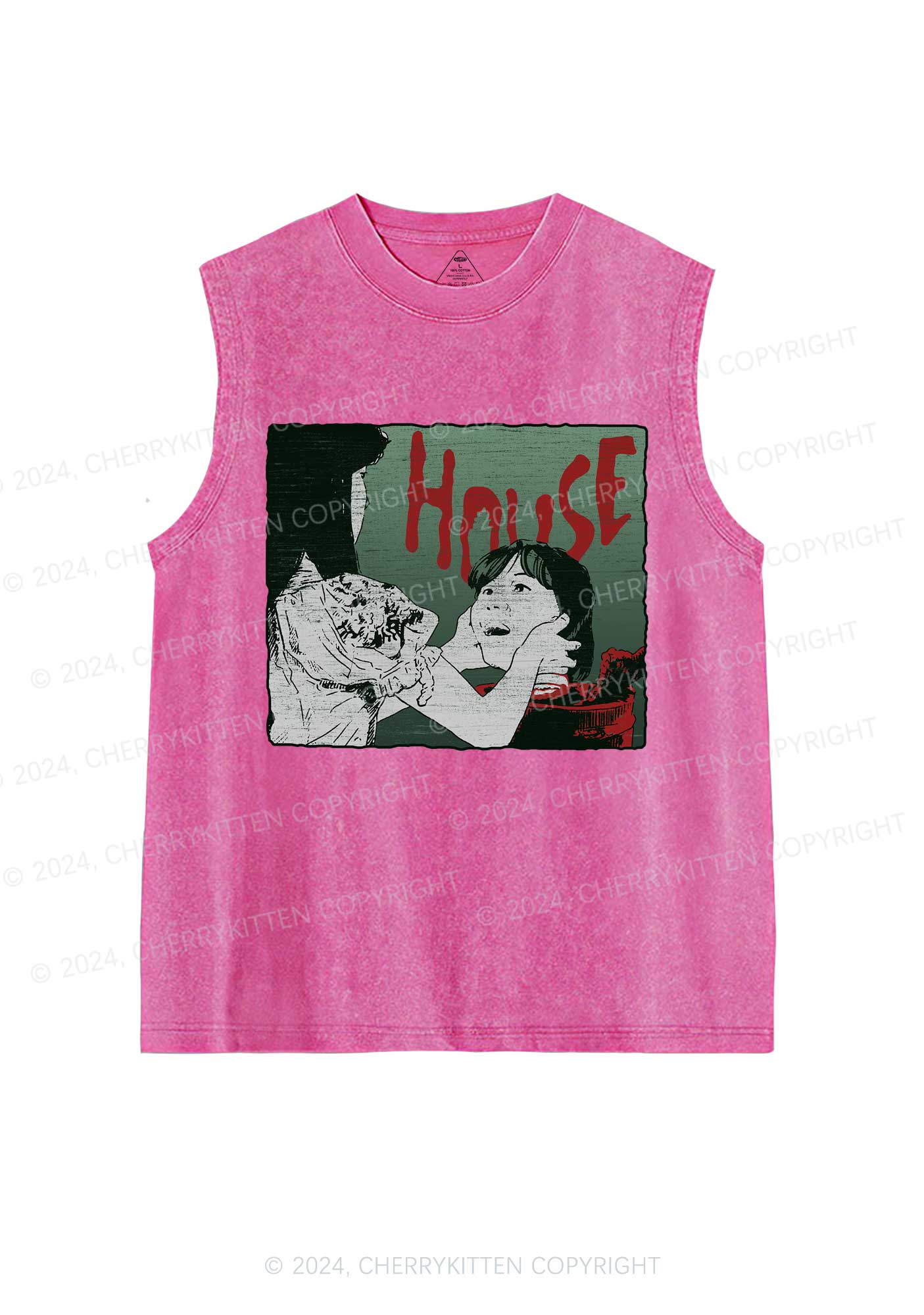 Halloween Blood House Y2K Washed Tank Cherrykitten