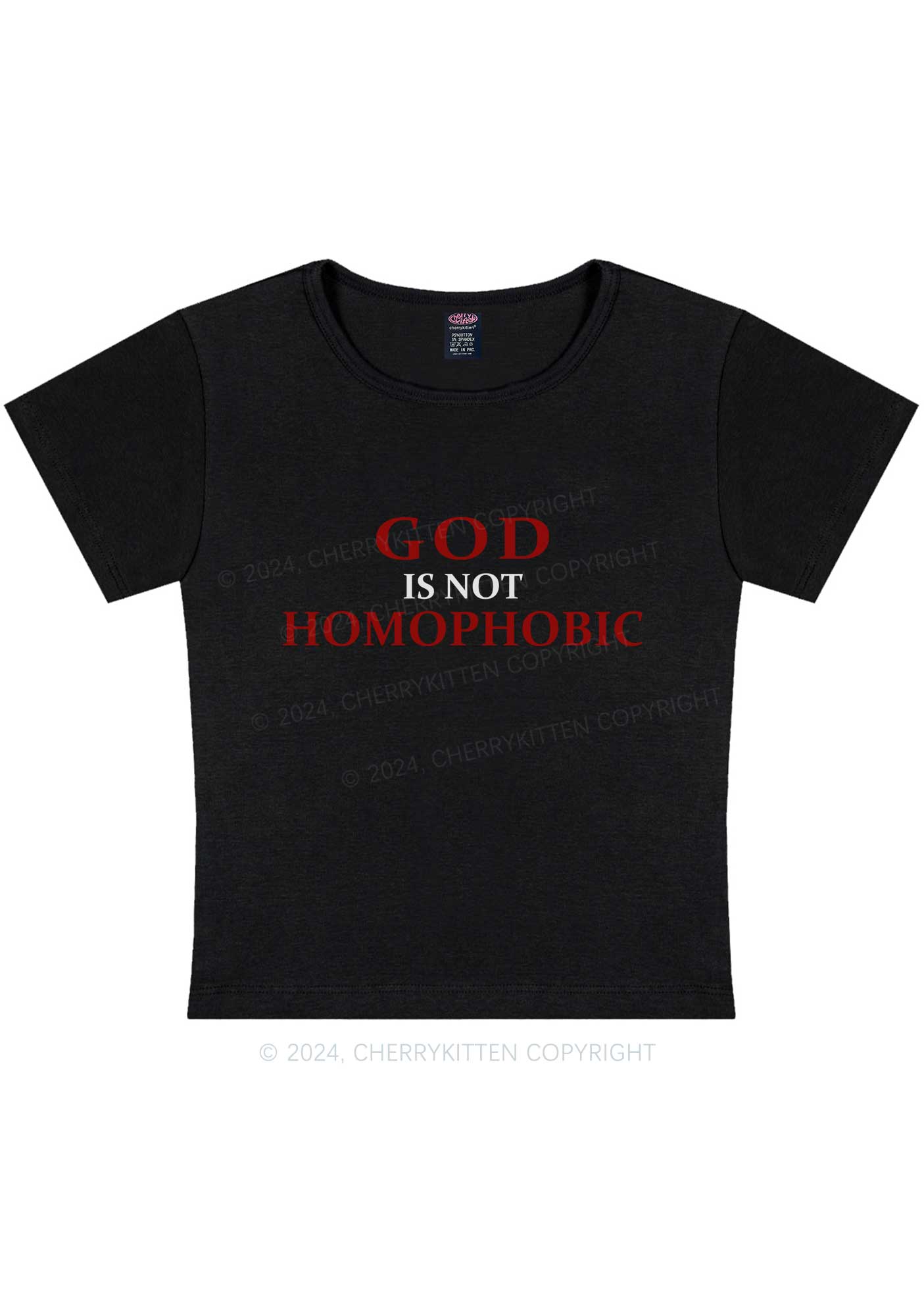 Curvy God Is Not Homophobic Y2K Baby Tee Cherrykitten