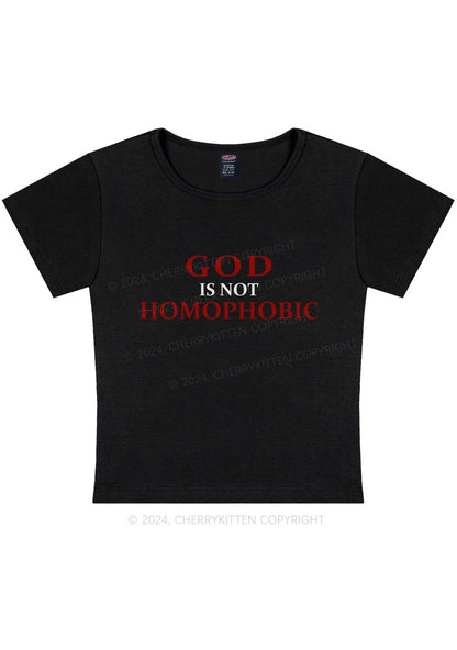 Curvy God Is Not Homophobic Y2K Baby Tee Cherrykitten