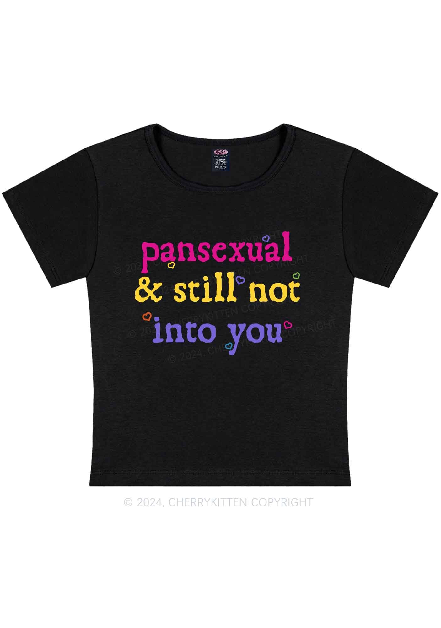 Pansexual Not Into You Y2K Baby Tee Cherrykitten