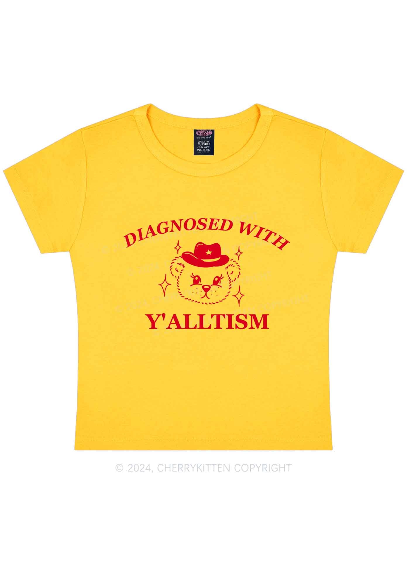 Diagnosed With Y'alltism Y2K Baby Tee Cherrykitten