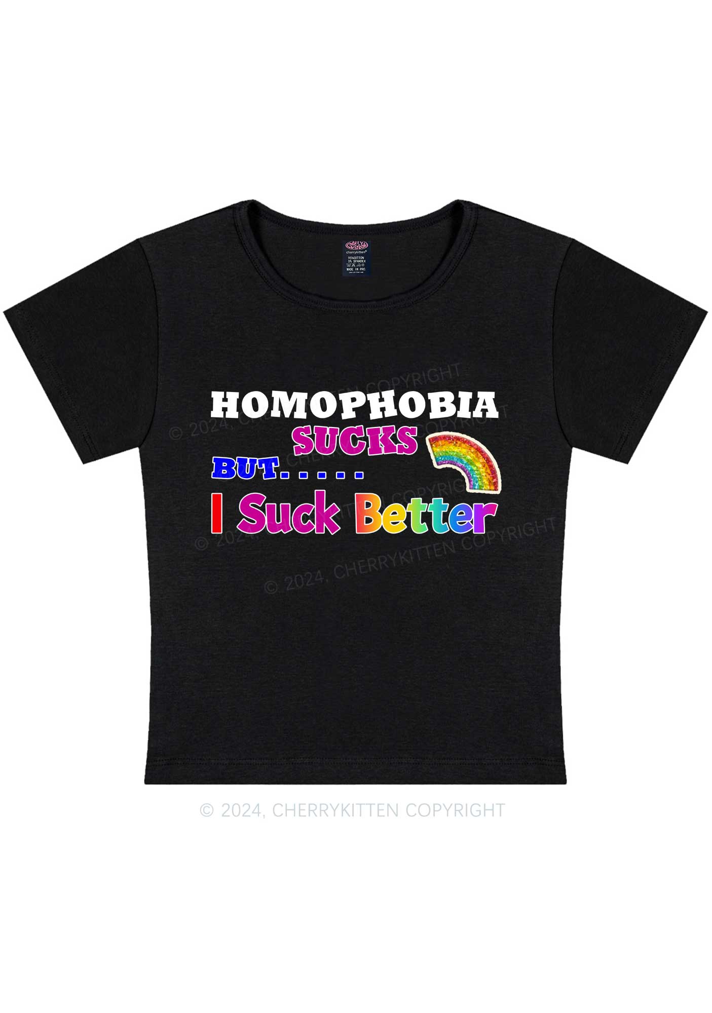 Curvy Homophobia Sucks Y2K Baby Tee Cherrykitten