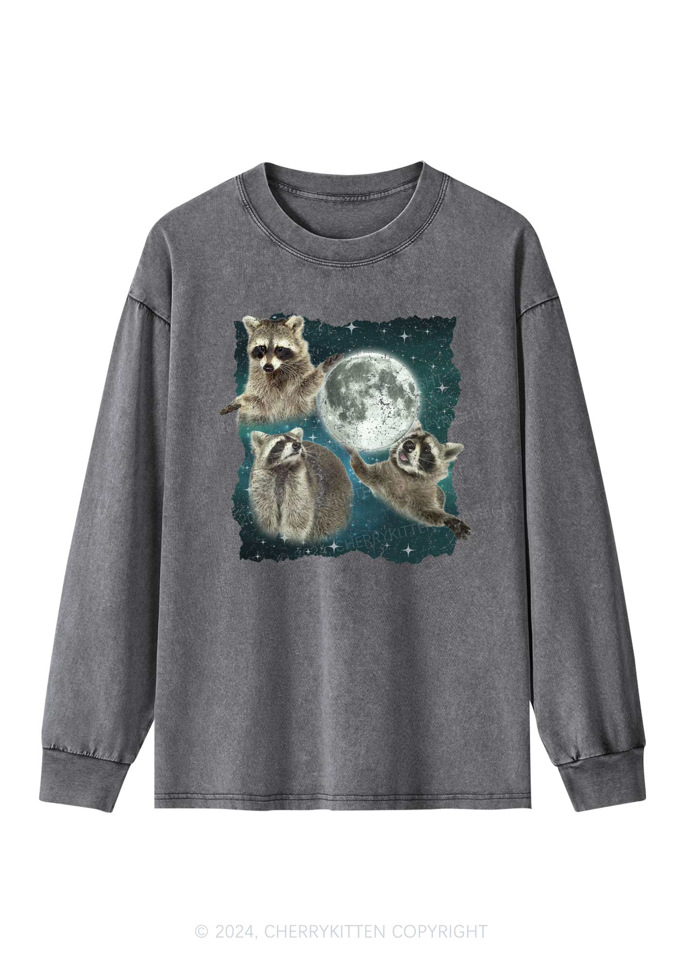 Raccoon Moon Y2K Washed Long Sleeves Cherrykitten