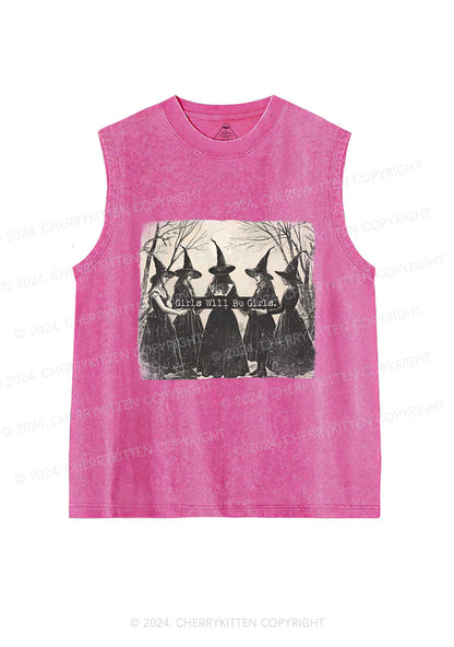 Halloween Girls Will Be Girls Y2K Washed Tank Cherrykitten