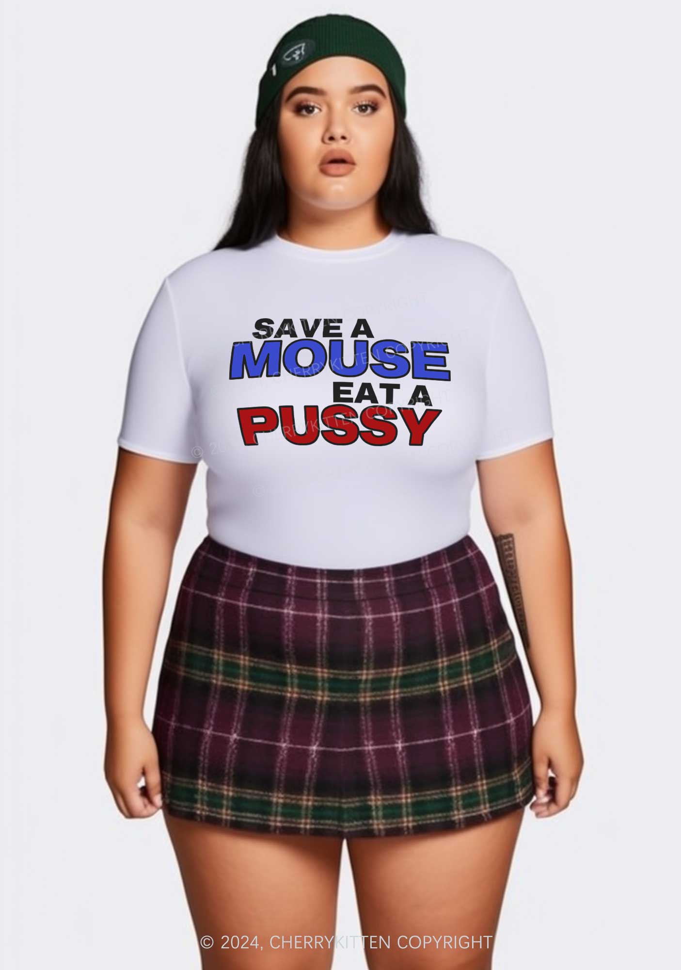 Curvy Save A Mouse Y2K Baby Tee Cherrykitten