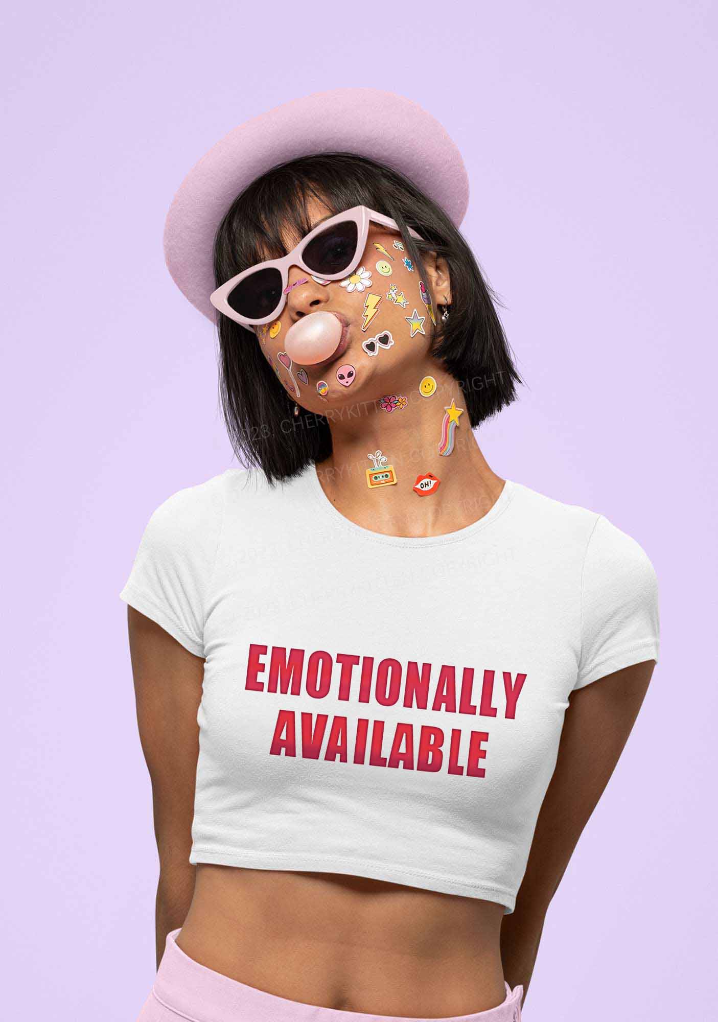 Emotionally Available Y2K Baby Tee Cherrykitten