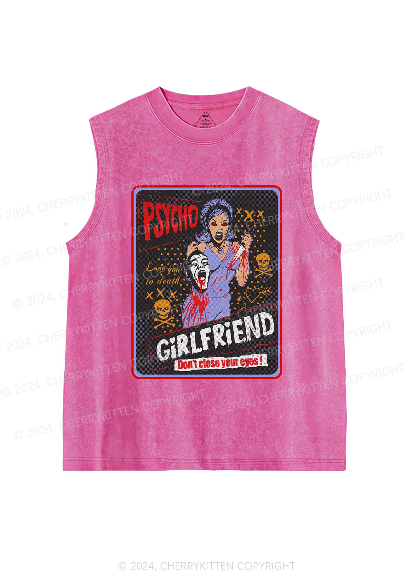 Halloween Psycho Girlfriend Y2K Washed Tank Cherrykitten