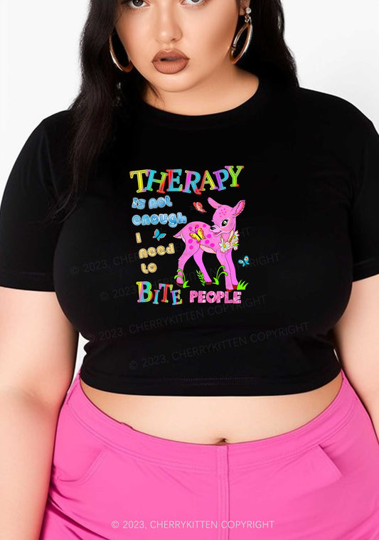 Curvy Therapy Is Not Enough Y2K Baby Tee Cherrykitten