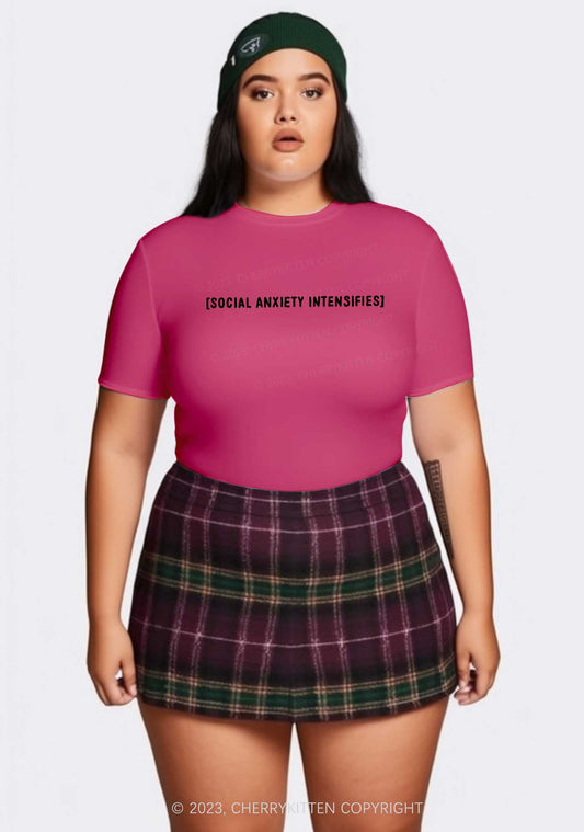 Curvy Social Anxiety Intensifies Y2K Baby Tee Cherrykitten