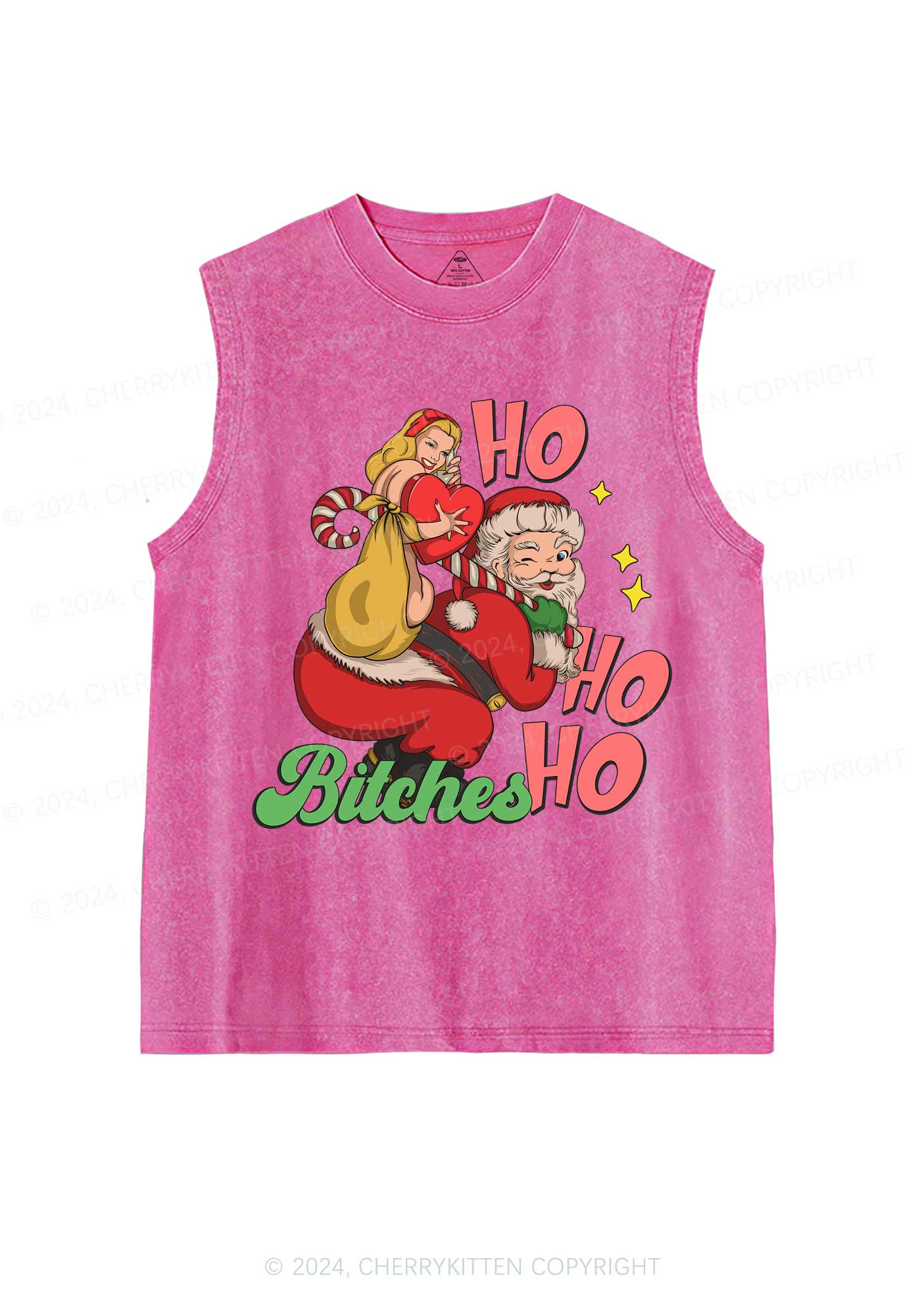 Christmas Ho Ho Ho Bxxches Y2K Washed Tank Cherrykitten