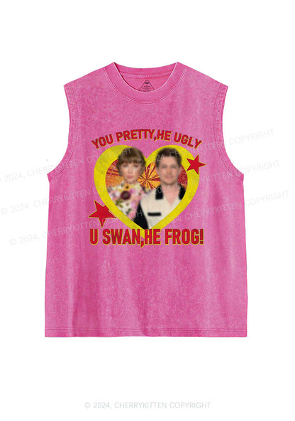 Custom Photo U Swan He Frog Y2K Washed Tank Cherrykitten