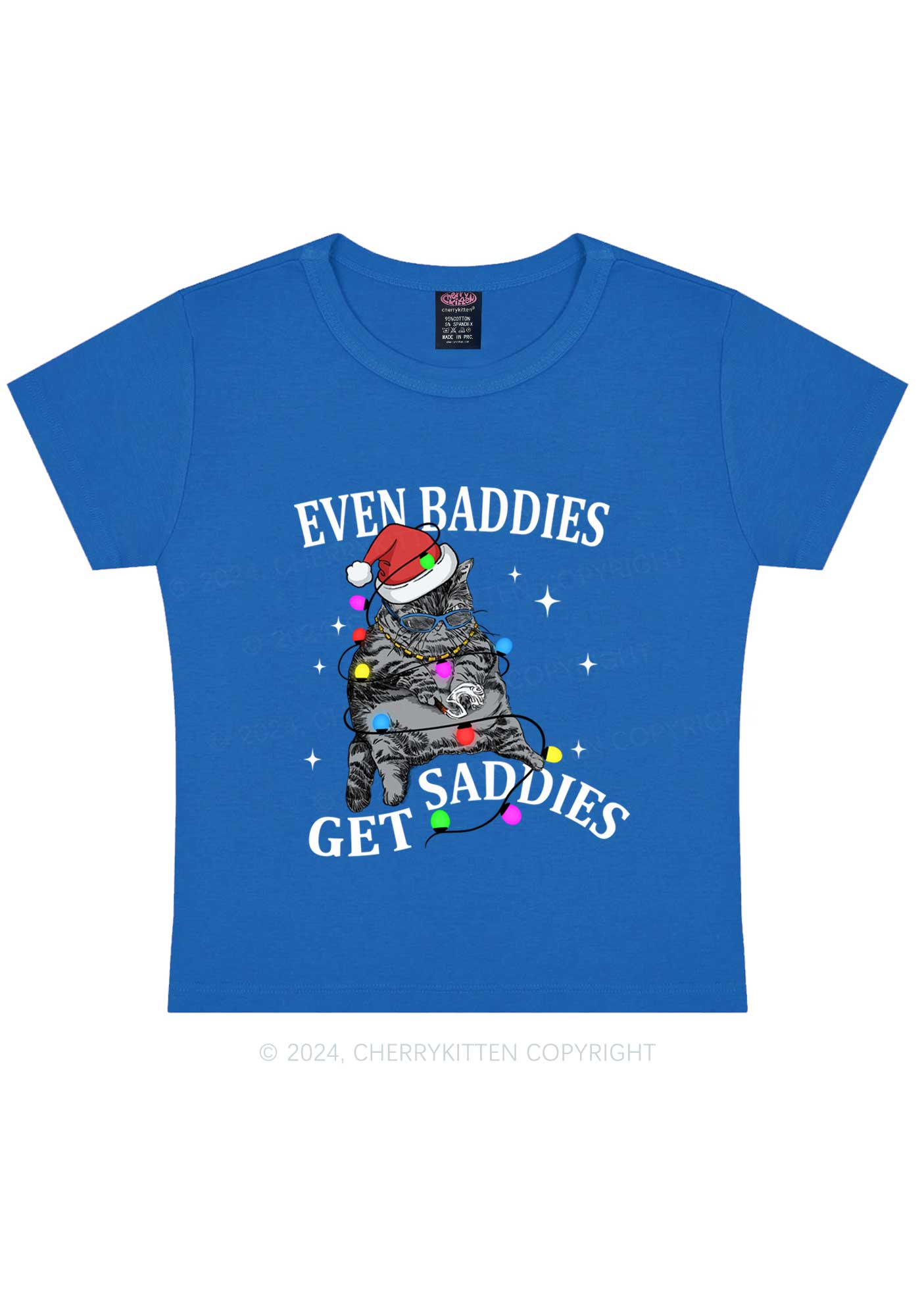 Christmas Baddie Cat Y2K Baby Tee Cherrykitten