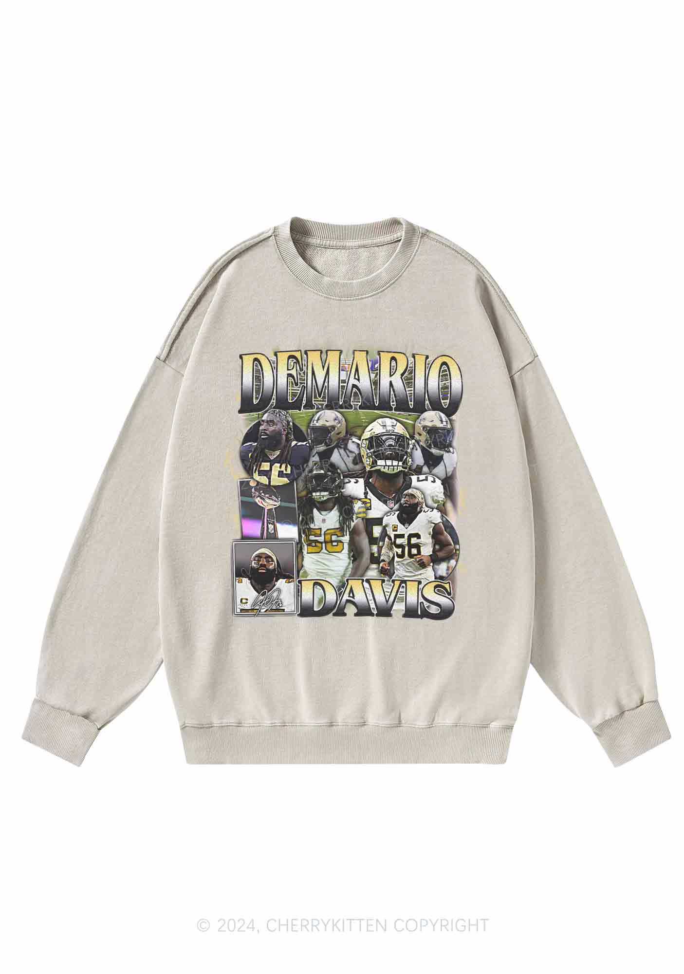 Yellow Demario Y2K Super Bowl Washed Sweatshirts Cherrykitten