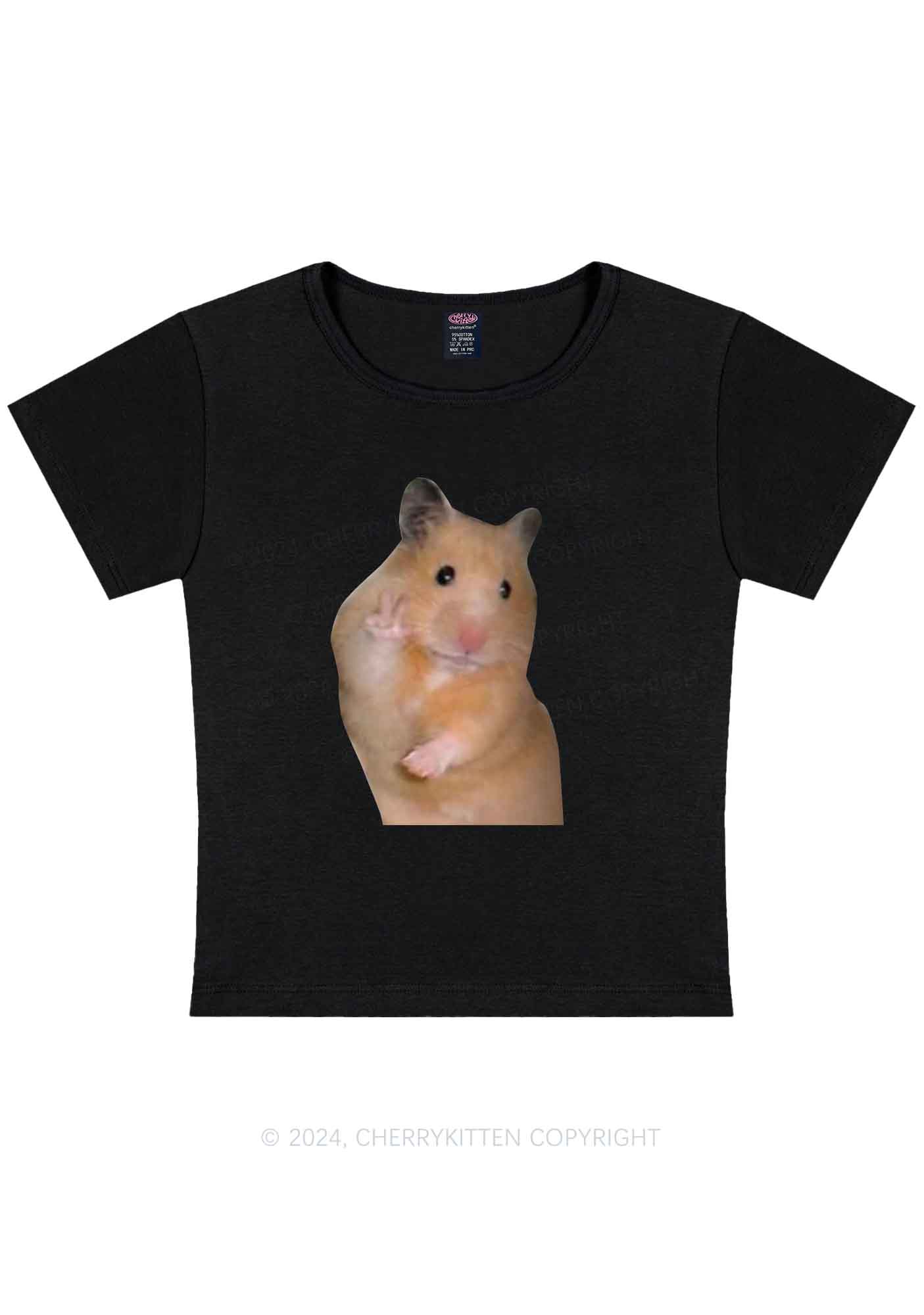 Curvy Peace Hamster Y2K Baby Tee Cherrykitten