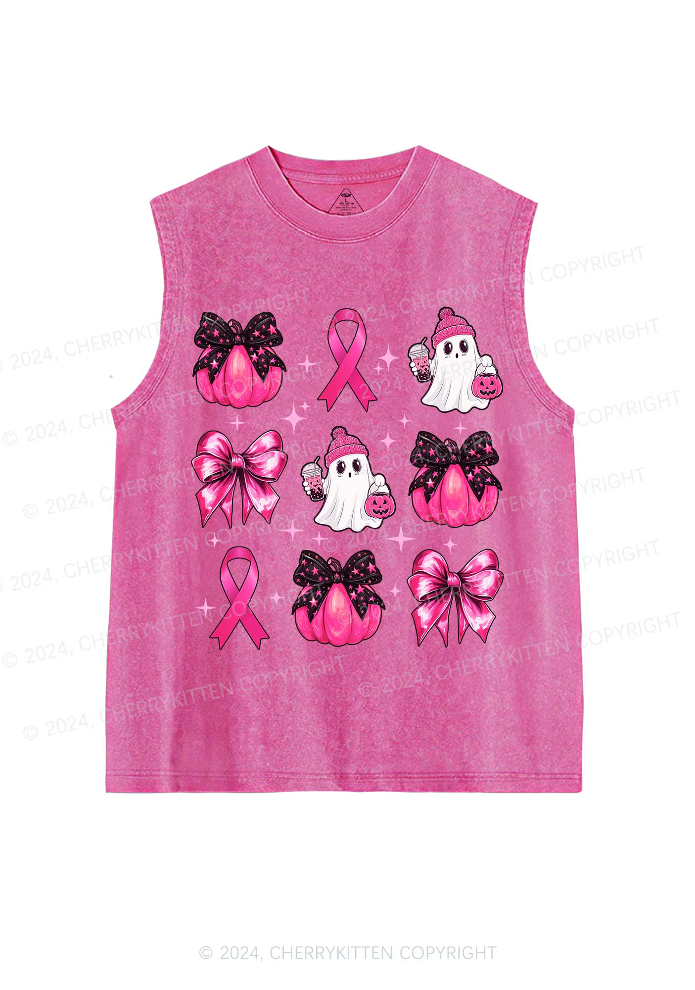 Halloween Pink Pumpkin Y2K Washed Tank Cherrykitten