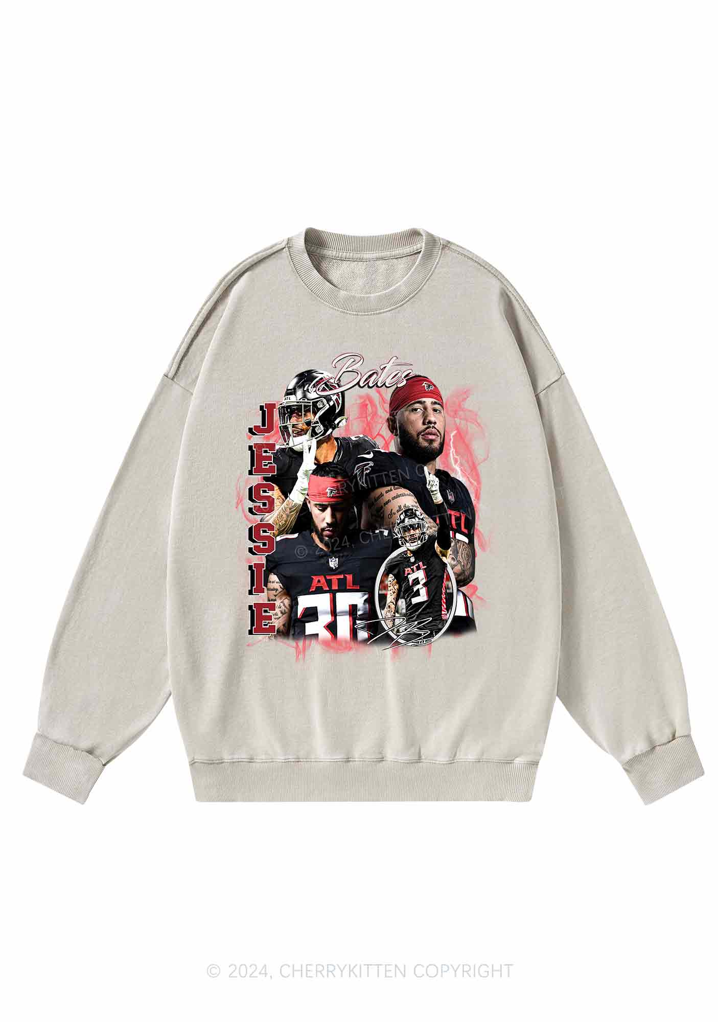 Red Jessie Y2K Super Bowl Washed Sweatshirts Cherrykitten