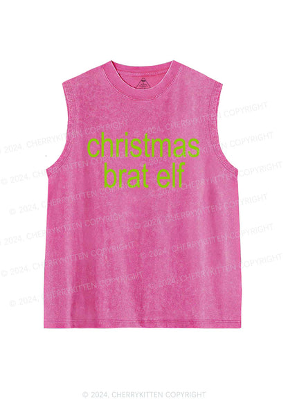 Christmas Brat Elf Y2K Washed Tank Cherrykitten