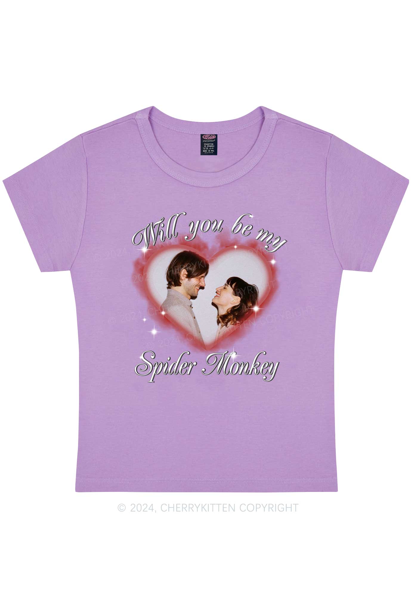 Spider Monkey Custom Photo Y2K Valentine's Day Baby Tee Cherrykitten