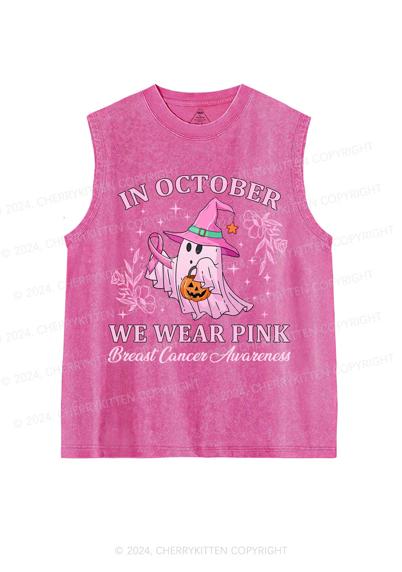 Halloween October Wear Pink Y2K Washed Tank Cherrykitten