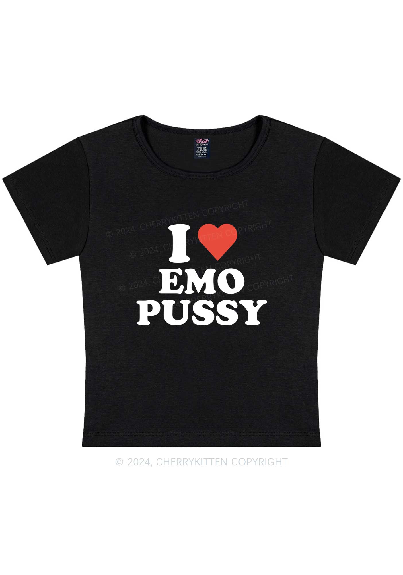 Curvy I Love EMO Puxxy Y2K Baby Tee Cherrykitten