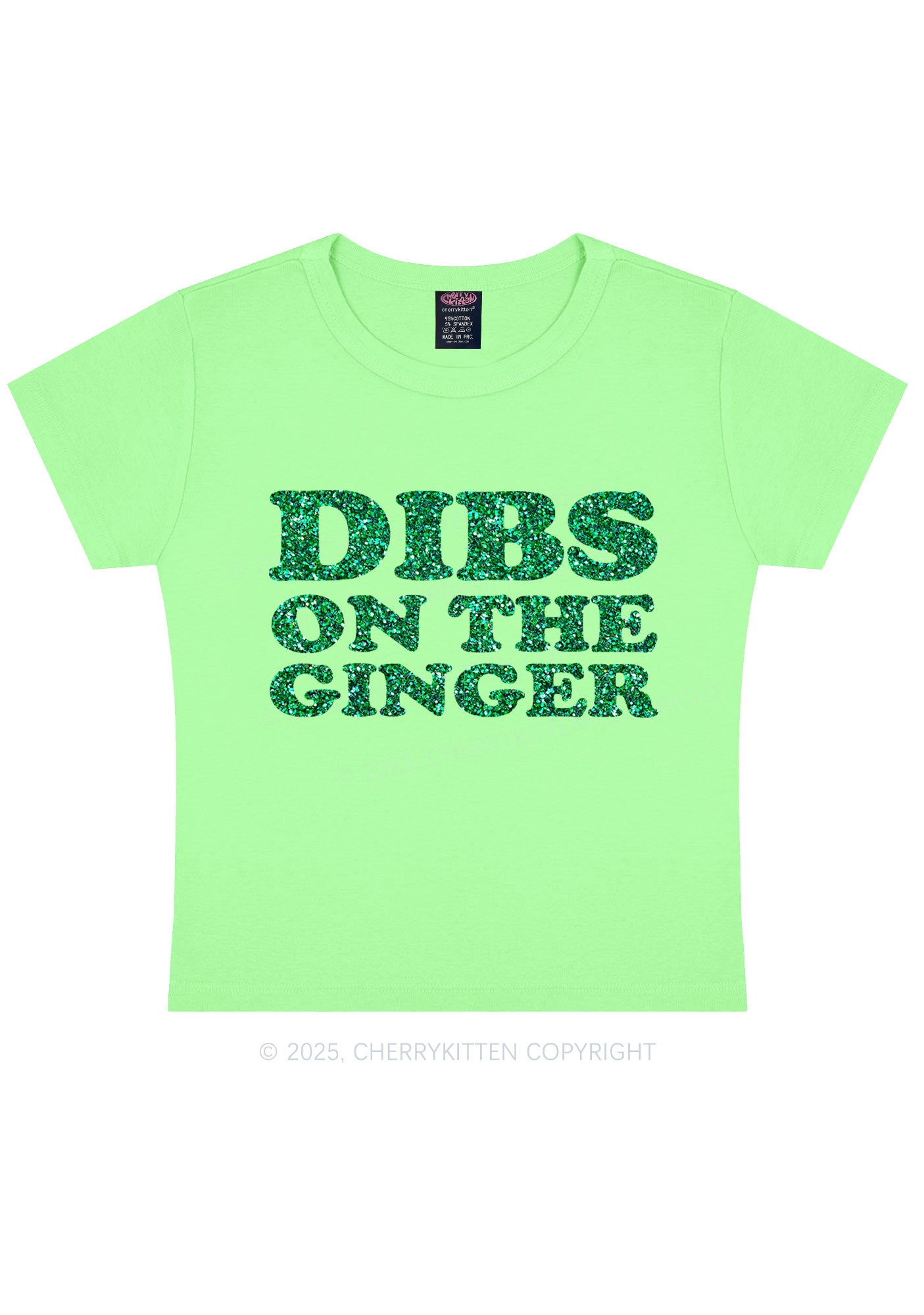 Glitter Dibs On The Ginger St Patricks Y2K Baby Tee Cherrykitten